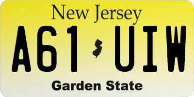 NJ license plate A61UIW