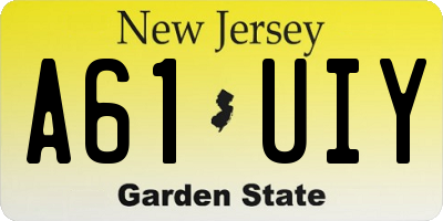 NJ license plate A61UIY