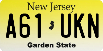NJ license plate A61UKN