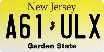 NJ license plate A61ULX