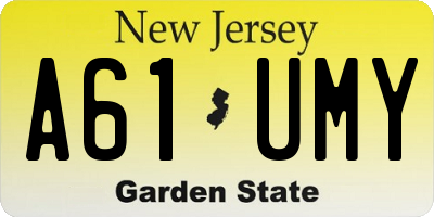 NJ license plate A61UMY
