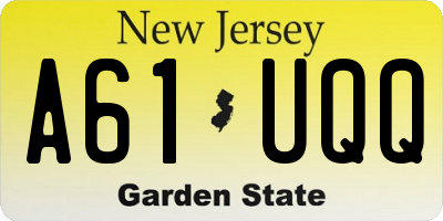 NJ license plate A61UQQ