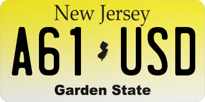 NJ license plate A61USD