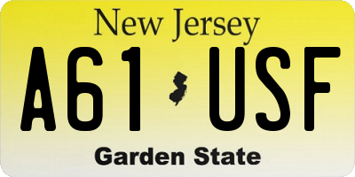 NJ license plate A61USF