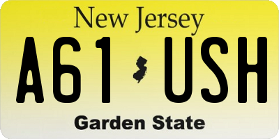 NJ license plate A61USH