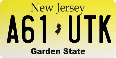 NJ license plate A61UTK