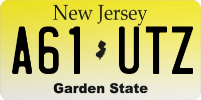 NJ license plate A61UTZ