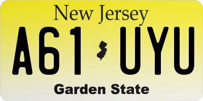 NJ license plate A61UYU