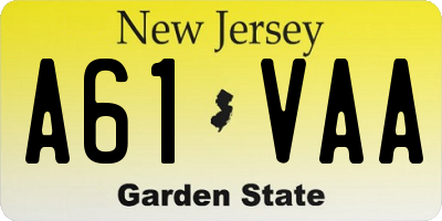 NJ license plate A61VAA