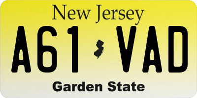 NJ license plate A61VAD