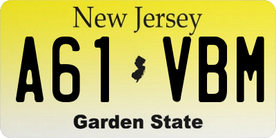 NJ license plate A61VBM