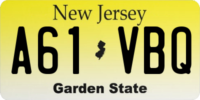 NJ license plate A61VBQ