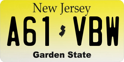 NJ license plate A61VBW