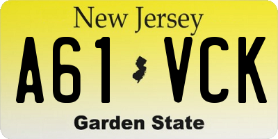 NJ license plate A61VCK