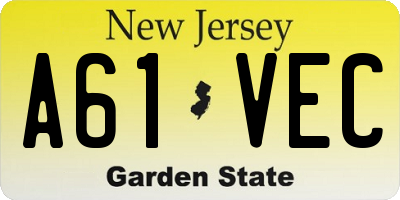 NJ license plate A61VEC