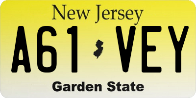 NJ license plate A61VEY