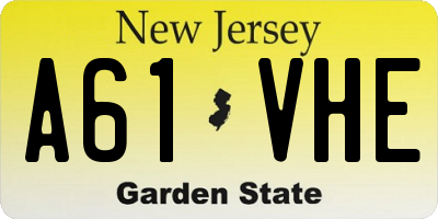 NJ license plate A61VHE