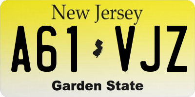 NJ license plate A61VJZ