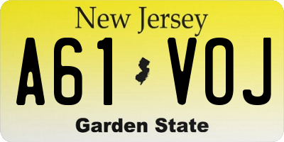NJ license plate A61VOJ