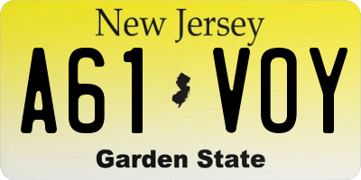 NJ license plate A61VOY