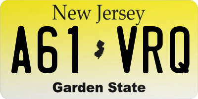 NJ license plate A61VRQ