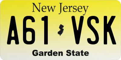 NJ license plate A61VSK