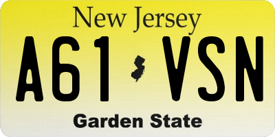 NJ license plate A61VSN