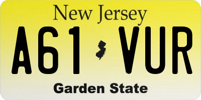 NJ license plate A61VUR