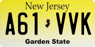 NJ license plate A61VVK