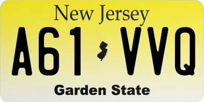 NJ license plate A61VVQ