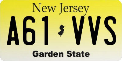 NJ license plate A61VVS