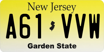 NJ license plate A61VVW