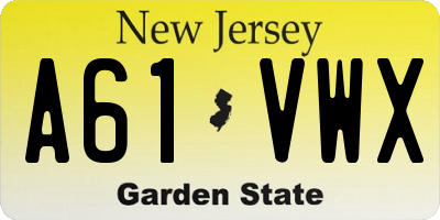 NJ license plate A61VWX