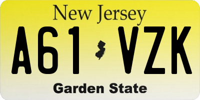 NJ license plate A61VZK
