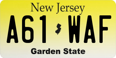 NJ license plate A61WAF