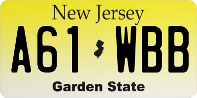 NJ license plate A61WBB