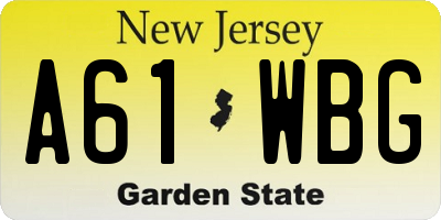 NJ license plate A61WBG