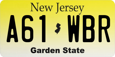 NJ license plate A61WBR