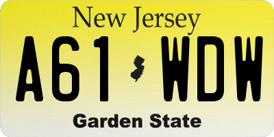 NJ license plate A61WDW