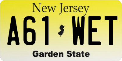 NJ license plate A61WET