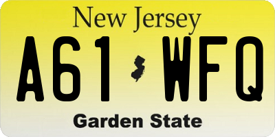 NJ license plate A61WFQ