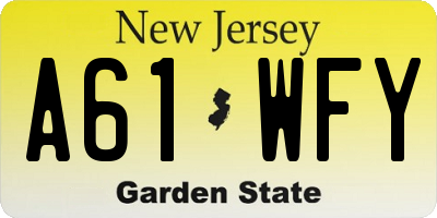 NJ license plate A61WFY