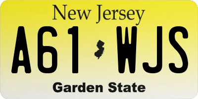 NJ license plate A61WJS