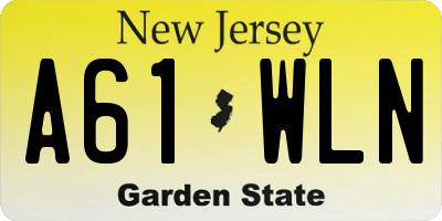 NJ license plate A61WLN