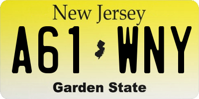 NJ license plate A61WNY
