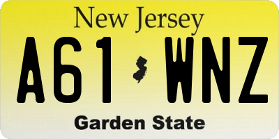 NJ license plate A61WNZ