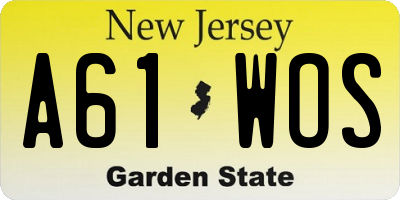 NJ license plate A61WOS