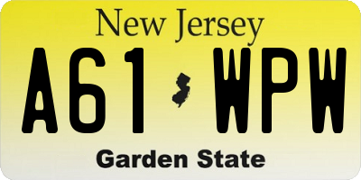 NJ license plate A61WPW