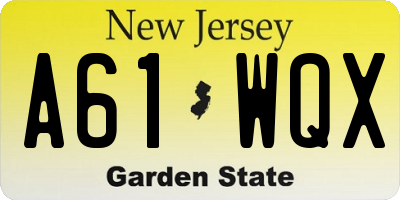 NJ license plate A61WQX