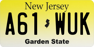 NJ license plate A61WUK